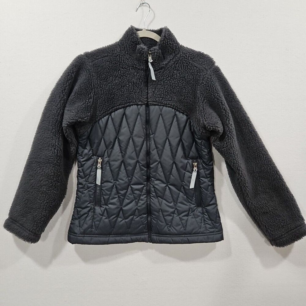 Vtg Patagonia Bernese Mountain Jacket Womens XS Blue Gray Deep‎ Pile Fleece USA